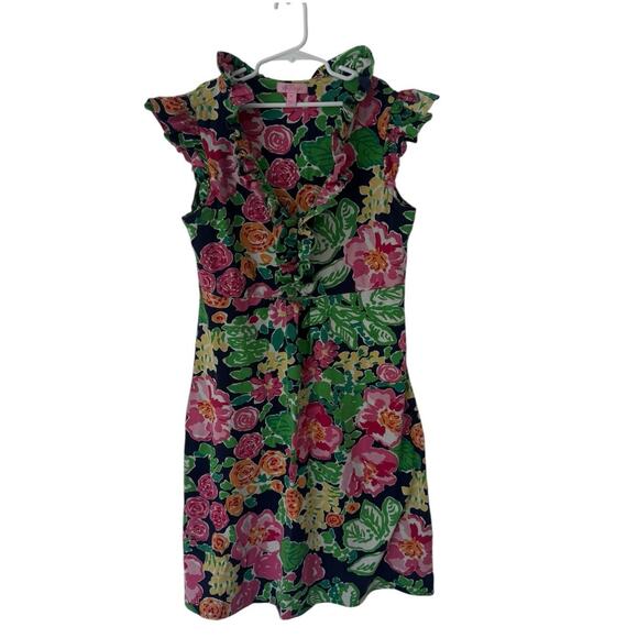 Lilly Pulitzer Dresses & Skirts - Lilly‎ Pulitzer Bright Florals on Navy Clare Dress Size M